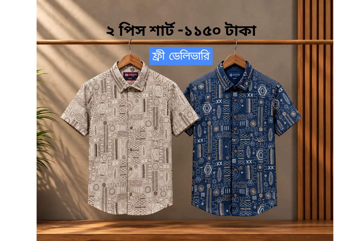 প্রিমিয়াম প্রিন্ট শার্ট ( 2 পিস ) + 🔥 ফ্রী ডেলিয়ারি 🔥