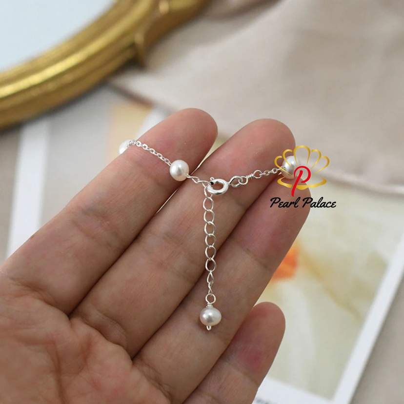 4-5mm Mini Natural Freshwater Pearl Bracelet 925 Sterling Silver Chain Jewelry Gift for Women — 2