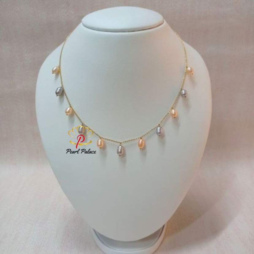 18K Gold Plated Handmade Freshwater Pearl Chain Link Necklace — 2