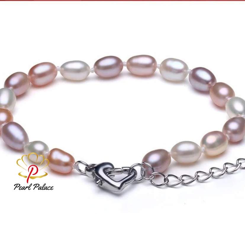 925 Sterling Silver Natural Freshwater Pearl Strand Bracelets For Women Summer Bohemia Oval Pearl Bracelet — 2