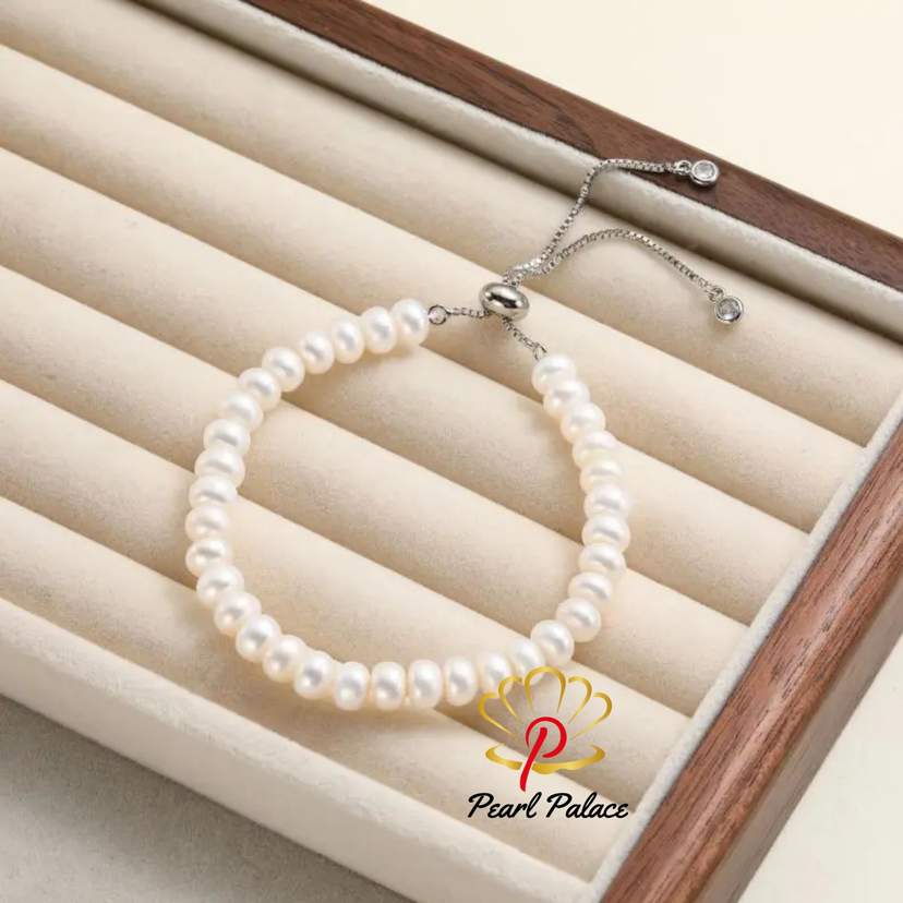 Copper Chain Natural Freshwater White Pearl Bracelet Bread Bead Trendy Simple Fine Jewelry For Women — 2