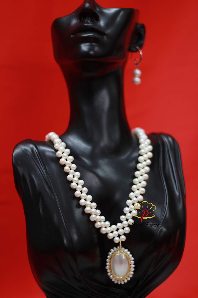 Freshwater Round Pearl Pendant Necklace & Earring Set — 2