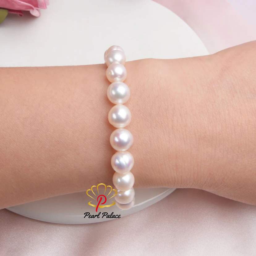 Genuine Natural Freshwater Pearl Bracelets Bangles for Women with Classic Fashion White Pearl Jewelry — 2