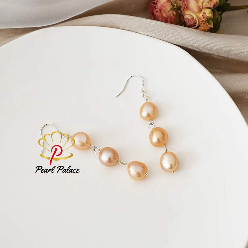 Natural Baroque Pearl 925 Sterling Silver Long Earrings For Women Black freshwater pearl Handmade drop earring — 2