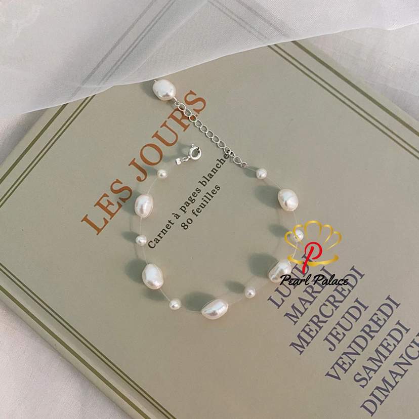 Natural Freshwater Baroque Pearl Bracelet with 925 Sterling Silver Button Jewelry for Women — 2