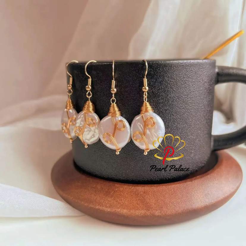 Natural Freshwater Pearl Drop Earrings for Women 12-13mm Big Baroque Button Pearl Jewelry — 2