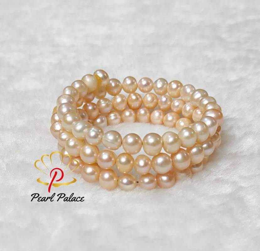 Serene Sunset pearl Bracelet pink color 3 layer — 2