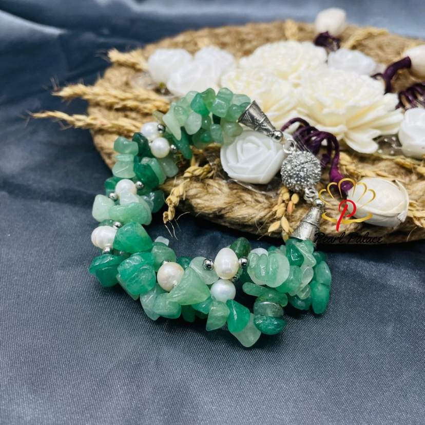 Serenity in Green_ Panna Stone and Pearl Harmony Bracelet — 2
